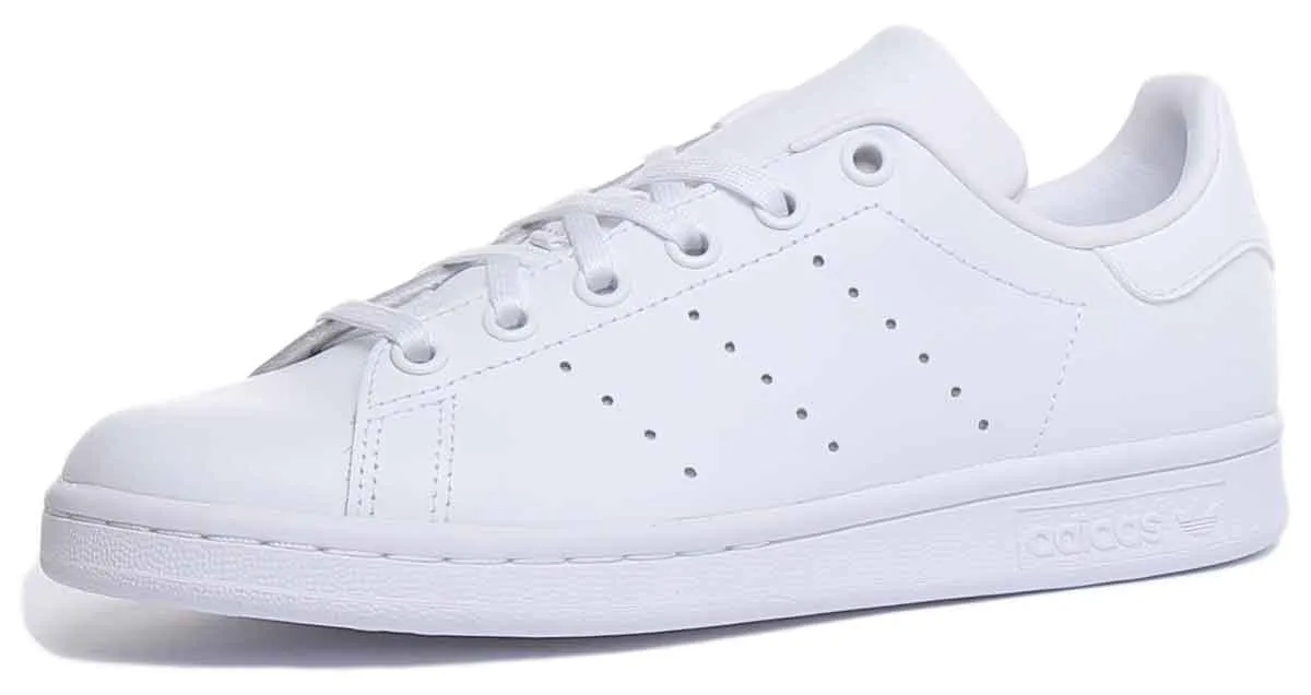 Adidas Stan Smith J Lace Up Leather Trainers In White For Youth