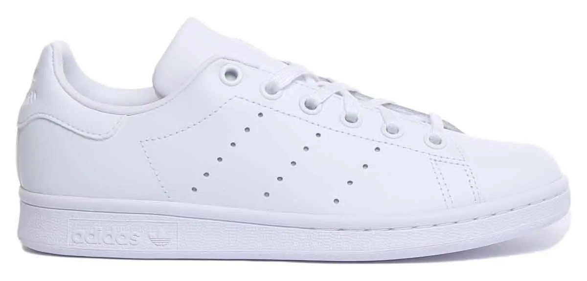 Adidas Stan Smith J Lace Up Leather Trainers In White For Youth