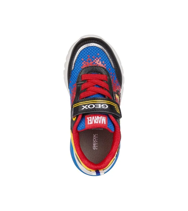 Geox Boys Light Up Marvels Avengers Slip In Black Casual Trainer Ciberdron - J45LBE