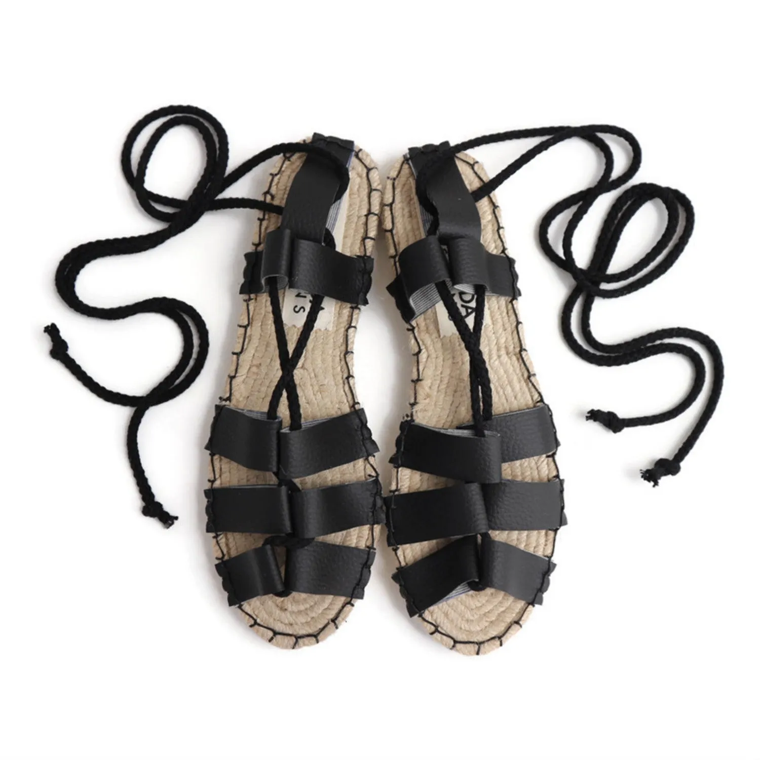 Gladiator Sandals - Vegan Leather - Black - Classic Sole