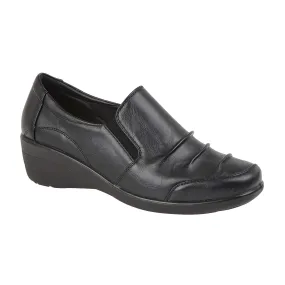 Ladies Black Slip on Wedge Slip On Work Shoe Beatrice